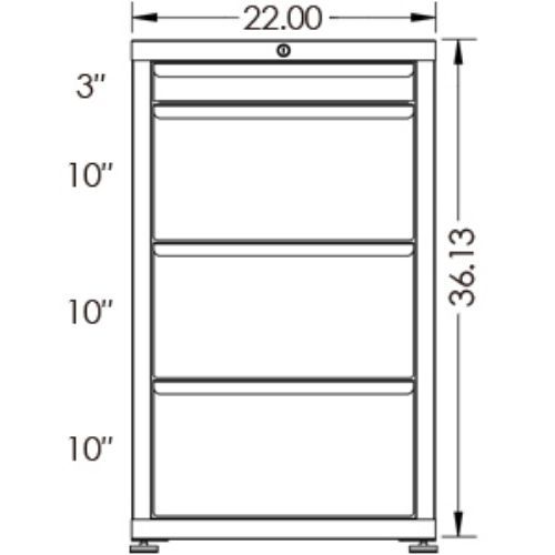 200# Capacity Drawer Cabinet, 3",10",10",10" drawers, 37" H x 22" W x 21" D - Image 2