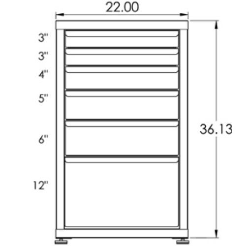 100# Capacity Drawer Cabinet, 3",3",4",5",6",12" drawers, 37" H x 22" W x 21" D - Image 2