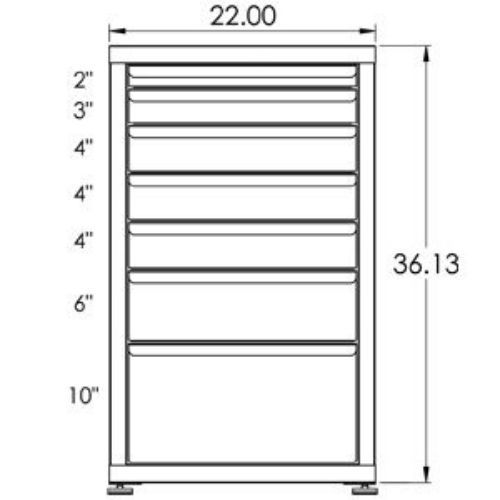 100# Capacity Drawer Cabinet, 2",3",4",4",4",6",10" drawers, 37" H x 22" W x 21" D - Image 2