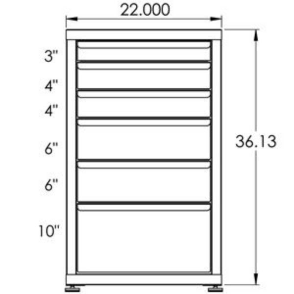 100# Capacity Drawer Cabinet, 3",4",4",6",6",10" drawers, 37" H x 22" W x 28" D - Image 2