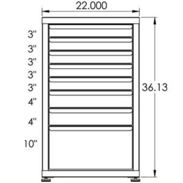 200# Capacity Drawer Cabinet, 3",3",3",3",3",4",4",10" drawers, 37" H x 22" W x 28" D - Image 2