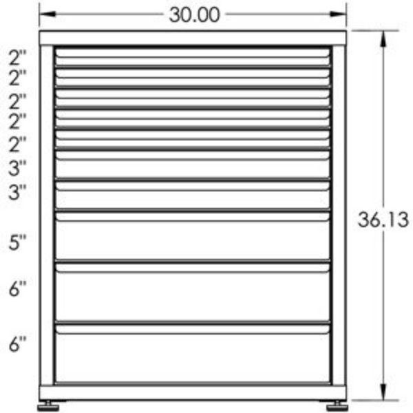 100# Capacity Drawer Cabinet, 2",2",2",2",2",3",3",5",6",6" drawers, 37" H x 30" W x 21" D - Image 2