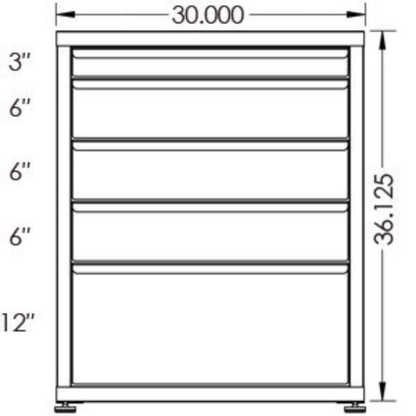 100# Capacity Drawer Cabinet, 3",6",6",6",12" drawers, 37" H x 30" W x 21" D - Image 2