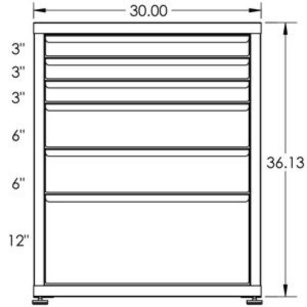 200# Capacity Drawer Cabinet, 3",3",3",6",6",12" drawers, 37" H x 30" W x 21" D - Image 2