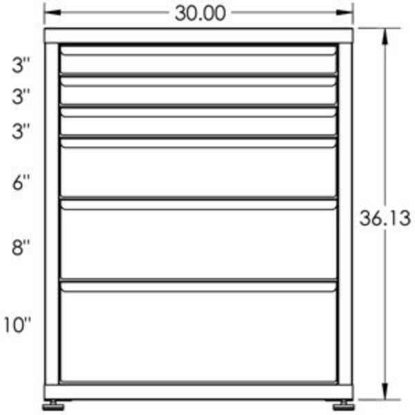 200# Capacity Drawer Cabinet, 3",3",3",6",8",10" drawers, 37" H x 30" W x 21" D - Image 2