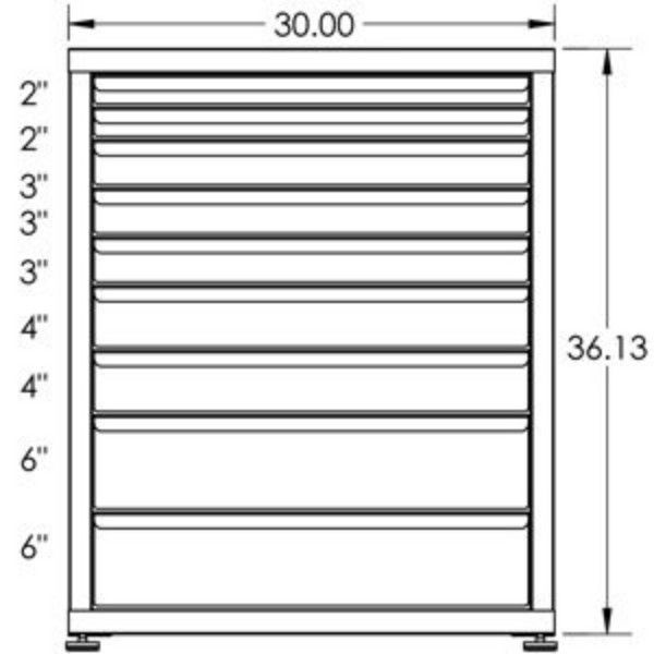 130# Capacity Drawer Cabinet, 2",2",3",3",3",4",4",6",6" drawers, 37" H x 30" W x 21" D - Image 2