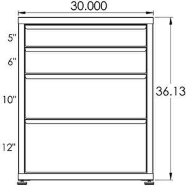 100# Capacity Drawer Cabinet, 5",6",10",12" drawers, 37" H x 30" W x 28" D - Image 2
