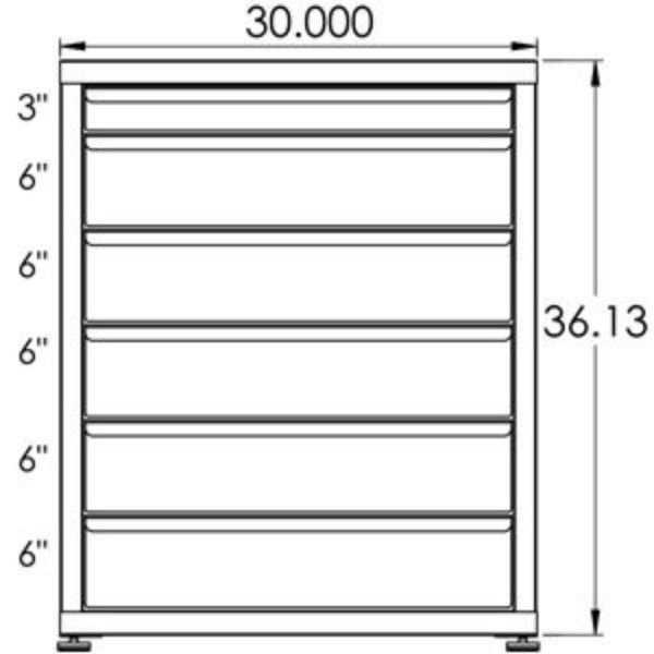 130# Capacity Drawer Cabinet, 3",6",6",6",6",6" drawers, 37" H x 30" W x 28" D - Image 2