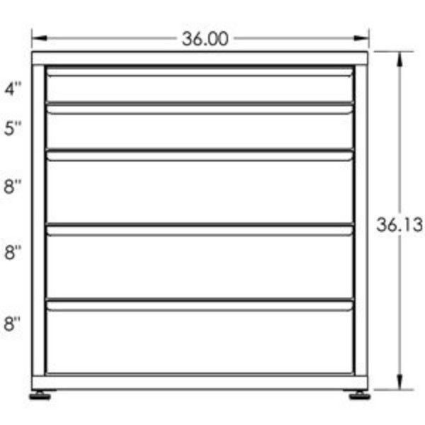 200# Capacity Drawer Cabinet, 4",5",8",8",8" drawers, 37" H x 36" W x 21" D - Image 2