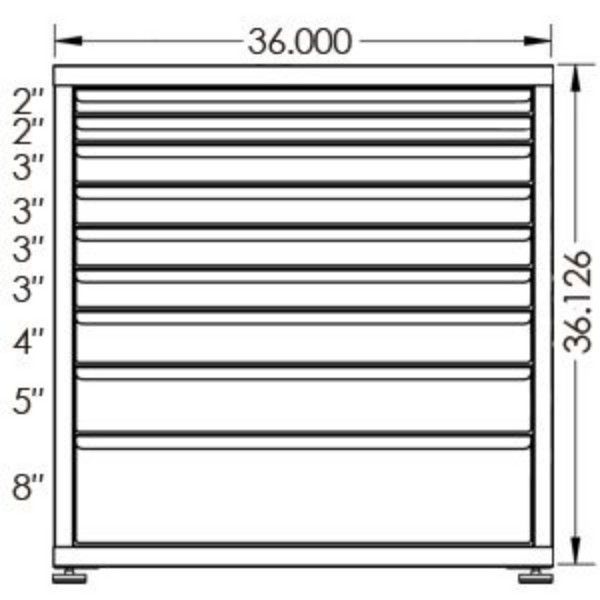 100# Capacity Drawer Cabinet, 2",2",3",3",3",3",4",5",8" drawers, 37" H x 36" W x 28" D - Image 2