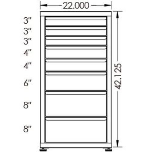 200# Capacity Drawer Cabinet, 3",3",3",4",4",6",8",8" drawers, 43" H x 22" W x 21" D - Image 2