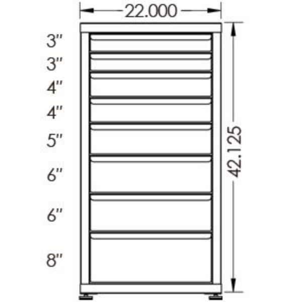 200# Capacity Drawer Cabinet, 3",3",4",4",5",6",6",8" drawers, 43" H x 22" W x 21" D - Image 2