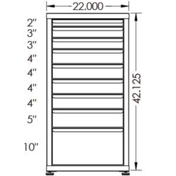 130# Capacity Drawer Cabinet, 2",3",3",4",4",4",4",5",10" drawers, 43" H x 22" W x 21" D (Copy) - Image 2