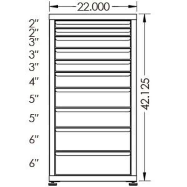 130# Capacity Drawer Cabinet, 2",2",3",3",3",4",5",5",6",6" drawers, 43" H x 22" W x 28" D - Image 2