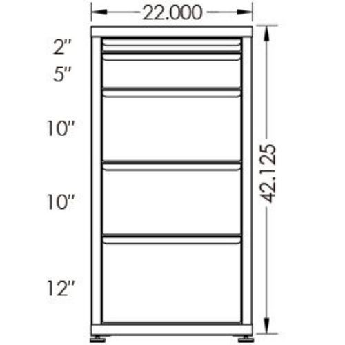 130# Capacity Drawer Cabinet, 2",5",10",10",12" drawers, 43" H x 22" W x 28" D - Image 2