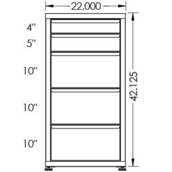 100# Capacity Drawer Cabinet, 4",5",10",10",10" drawers, 43" H x 22" W x 28" D - Image 2