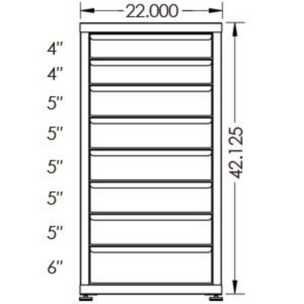 100# Capacity Drawer Cabinet, 4",4",5",5",5",5",5",6" drawers, 43" H x 22" W x 28" D - Image 2