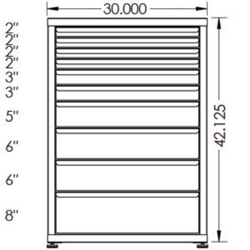 100# Capacity Drawer Cabinet, 2",2",2",2",3",3",5",6",6",8" drawers, 43" H x 30" W x 21" D - Image 2