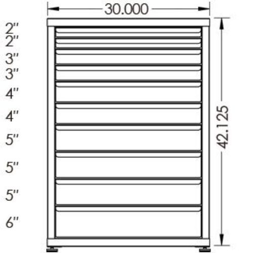 130# Capacity Drawer Cabinet, 2",2",3",3",4",4",5",5",5",6" drawers, 43" H x 30" W x 21" D - Image 2