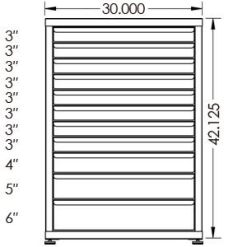 100# Capacity Drawer Cabinet, 3",3",3",3",3",3",3",3",4",5",6" drawers, 43" H x 30" W x 21" D - Image 2