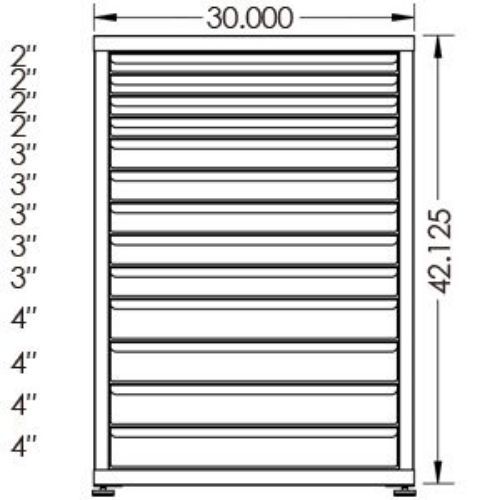 130# Capacity Drawer Cabinet, 2",2",2",2",3",3",3",3",3",4",4",4",4" drawers, 43" H x 30" W x 21" D - Image 2