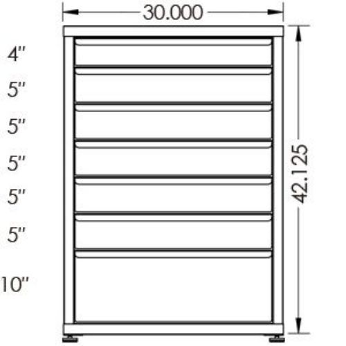 200# Capacity Drawer Cabinet, 4",5",5",5",5",5",10" drawers, 43" H x 30" W x 21" D - Image 2