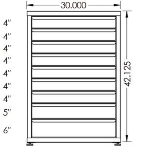 200# Capacity Drawer Cabinet, 4",4",4",4",4",4",4",5",6" drawers, 43" H x 30" W x 21" D - Image 2