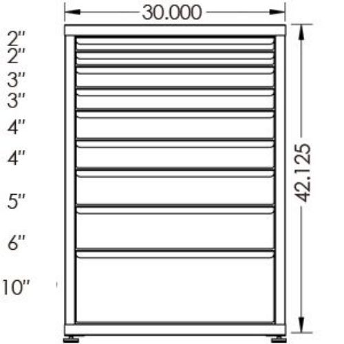 100# Capacity Drawer Cabinet, 2",2",3",3",4",4",5",6",10" drawers, 43" H x 30" W x 21" D - Image 2