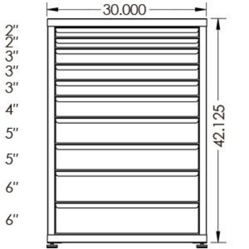 100# Capacity Drawer Cabinet, 2",2",3",3",3",4",5",5",6",6" drawers, 43" H x 30" W x 28" D - Image 2