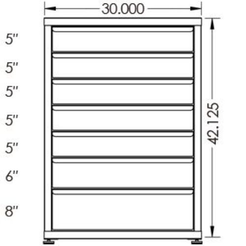 200# Capacity Drawer Cabinet, 5",5",5",5",5",6",8" drawers, 43" H x 30" W x 28" D - Image 2