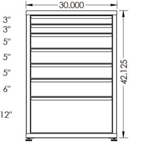 200# Capacity Drawer Cabinet, 3",3",5",5",5",6",12" drawers, 43" H x 30" W x 28" D - Image 2