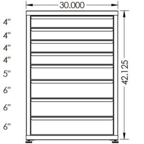 200# Capacity Drawer Cabinet, 4",4",4",4",5",6",6",6" drawers, 43" H x 30" W x 28" D - Image 2