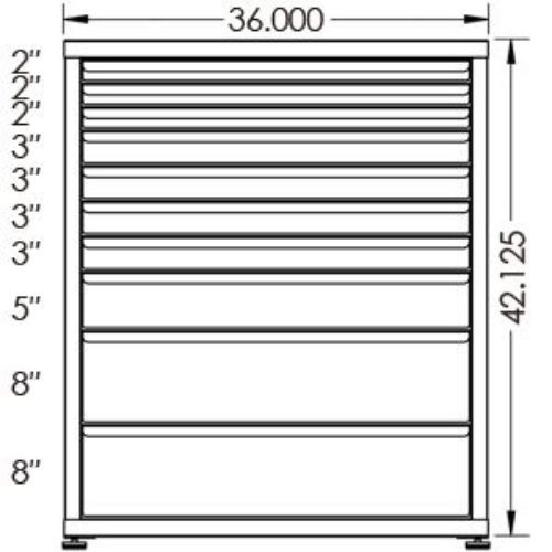 130# Capacity Drawer Cabinet, 2",2",2",3",3",3",3",5",8",8" drawers, 43" H x 36" W x 21" D - Image 2