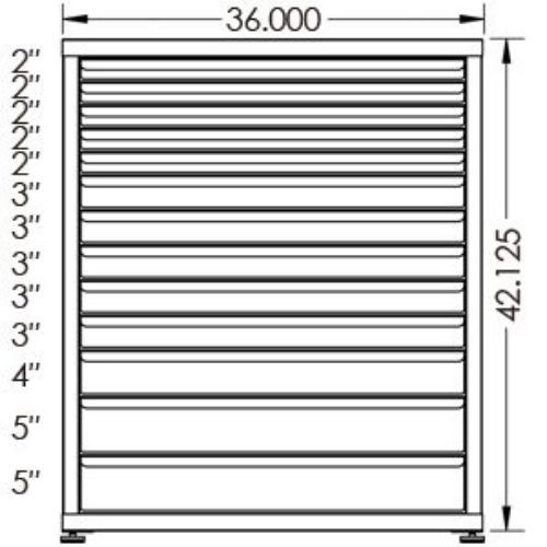 130# Capacity Drawer Cabinet, 2",2",2",2",2",3",3",3",3",3",4",5",5" drawers, 43" H x 36" W x 21" D - Image 2