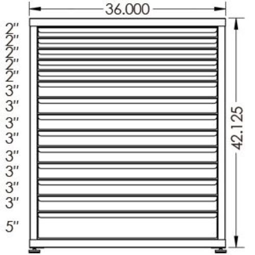100# Capacity Drawer Cabinet, 2",2",2",2",2",3",3",3",3",3",3",3",3",5" drawers, 43" H x 36" W x 21" D - Image 2