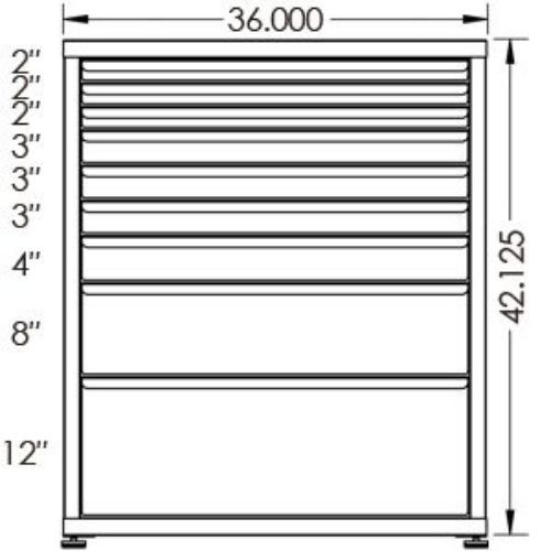 100# Capacity Drawer Cabinet, 2",2",2",3",3",3",4",8",12" drawers, 43" H x 36" W x 21" D - Image 2