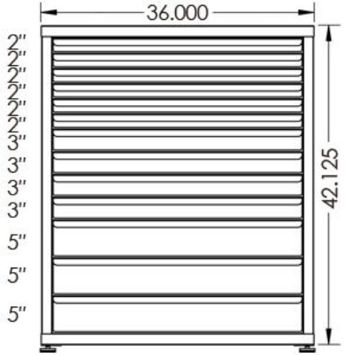 100# Capacity Drawer Cabinet, 2",2",2",2",2",2",3",3",3",3",5",5",5" drawers, 43" H x 36" W x 28" D - Image 2