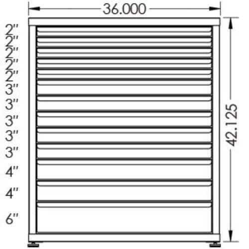 130# Capacity Drawer Cabinet, 2",2",2",2",2",3",3",3",3",3",4",4",6" drawers, 43" H x 36" W x 28" D - Image 2