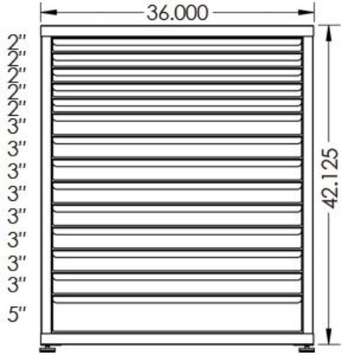 100# Capacity Drawer Cabinet, 2",2",2",2",2",3",3",3",3",3",3",3",3",5" drawers, 43" H x 36" W x 28" D - Image 2