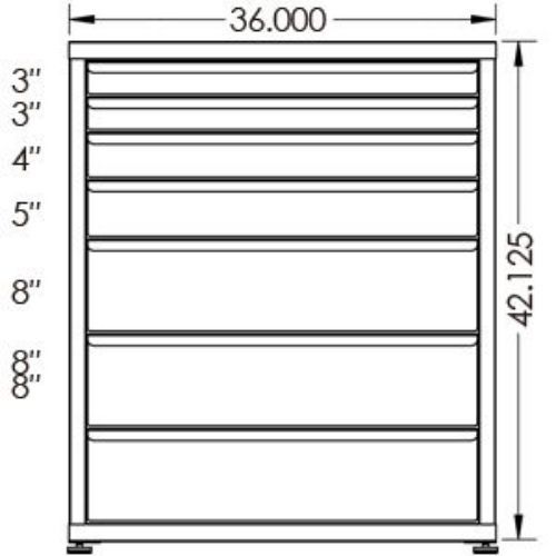 100# Capacity Drawer Cabinet, 3",3",4",5",8",8",8" drawers, 43" H x 36" W x 28" D - Image 2