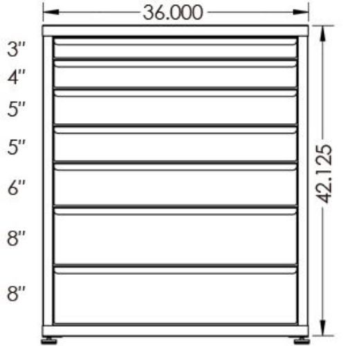 100# Capacity Drawer Cabinet, 3",4",5",5",6",8",8" drawers, 43" H x 36" W x 28" D - Image 2