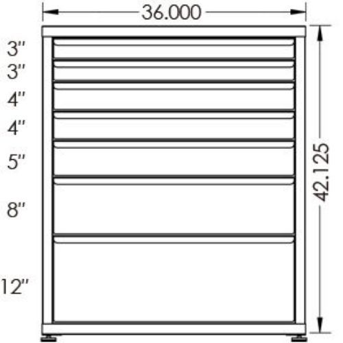 200# Capacity Drawer Cabinet, 3",3",4",4",5",8",12" drawers, 43" H x 36" W x 28" D - Image 2