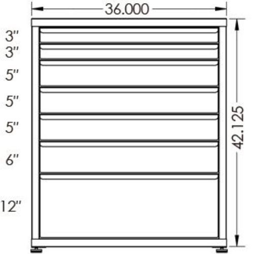 130# Capacity Drawer Cabinet, 3",3",5",5",5",6",12" drawers, 43" H x 36" W x 28" D - Image 2