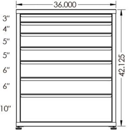 200# Capacity Drawer Cabinet, 3",4",5",5",6",6",10" drawers, 43" H x 36" W x 28" D - Image 2