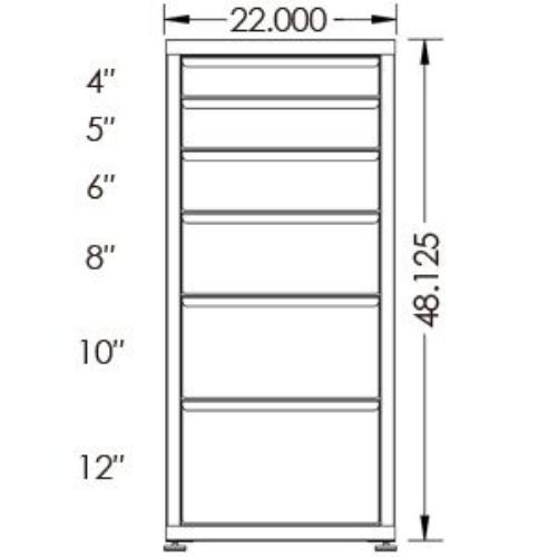 200# Capacity Drawer Cabinet, 4",5",6",8",10",12" drawers, 49" H x 22" W x 21" D - Image 2
