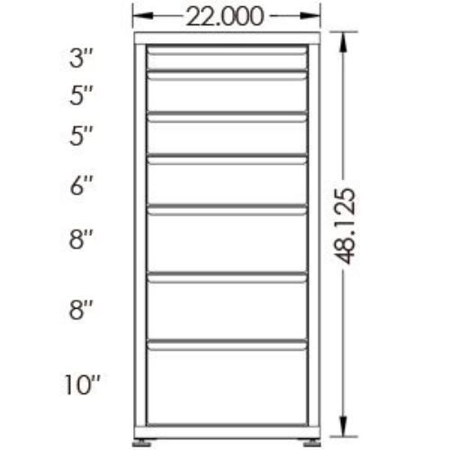 130# Capacity Drawer Cabinet, 3",5",5",6",8",8",10" drawers, 49" H x 22" W x 21" D - Image 2