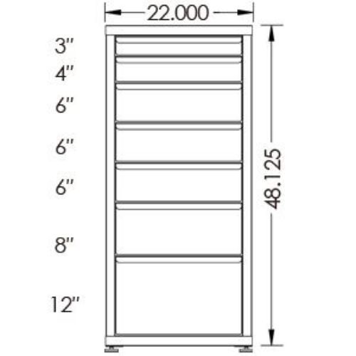 200# Capacity Drawer Cabinet, 3",4",6",6",6",8",12" drawers, 49" H x 22" W x 21" D - Image 2