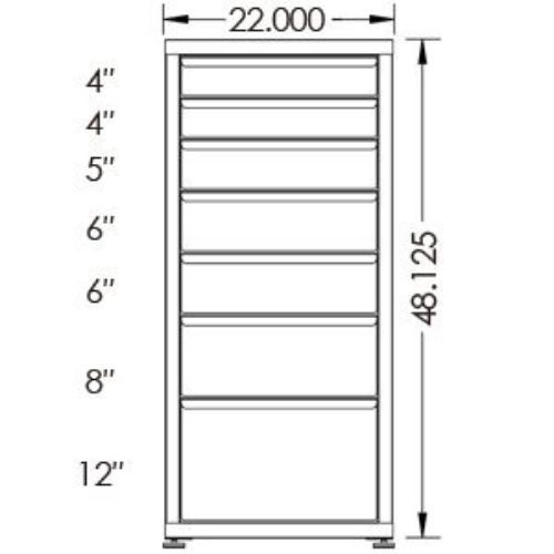200# Capacity Drawer Cabinet, 4",4",5",6",6",8",12" drawers, 49" H x 22" W x 21" D - Image 2