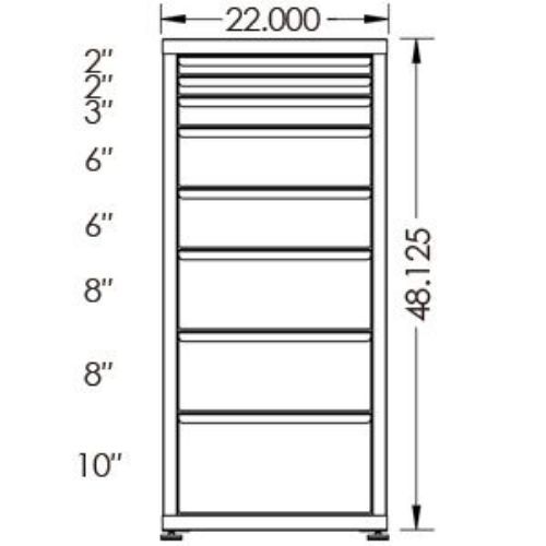 130# Capacity Drawer Cabinet, 2",2",3",6",6",8",8",10" drawers, 49" H x 22" W x 21" D - Image 2