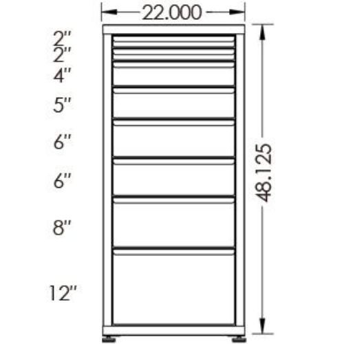 100# Capacity Drawer Cabinet, 2",2",4",5",6",6",8",12" drawers, 49" H x 22" W x 21" D - Image 2